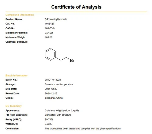 (2-Bromoethyl)Benzene COA | Shaanxi BLOOM Tech Co., Ltd (2-Bromoethyl)Benzene COA | Shaanxi BLOOM Tech Co., Ltd