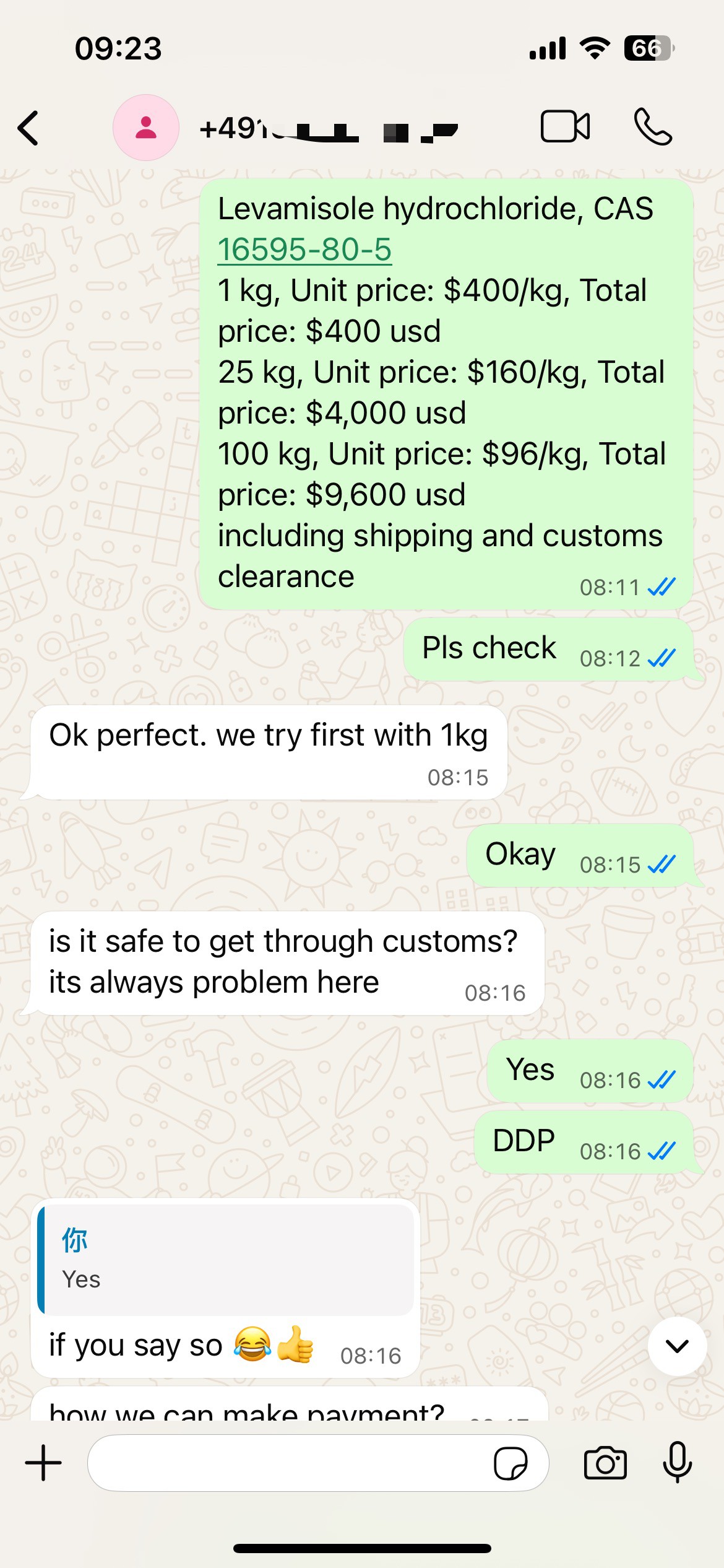 Levamisole Hydrochloride Powder 1kg Levamisole Hydrochloride Powder 1kg