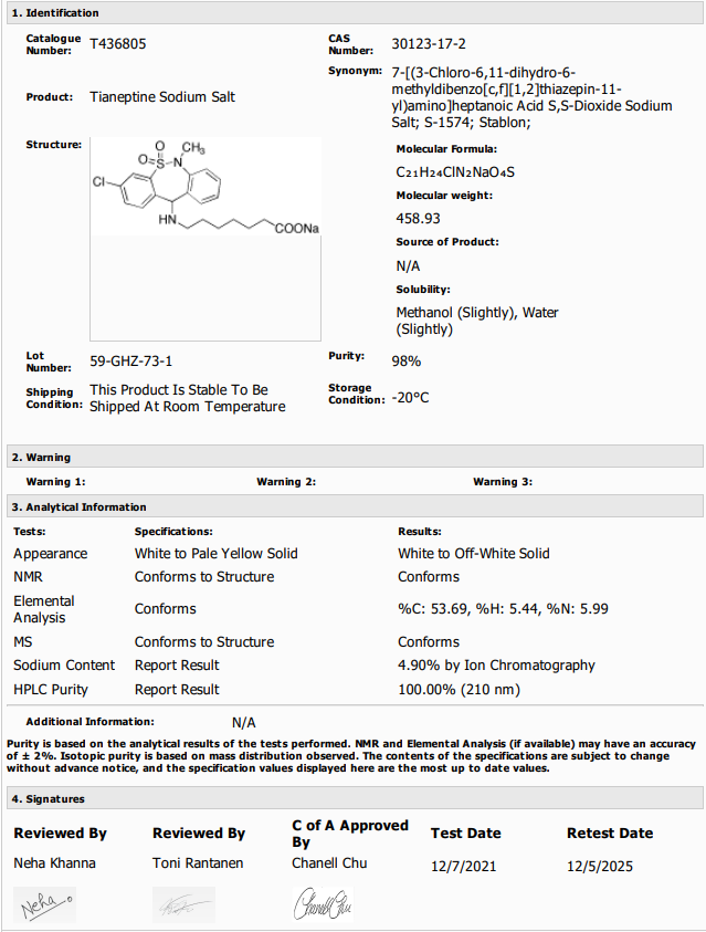 Tianeptine Sodium Salt | Shaanxi BLOOM Tech Co., Ltd Tianeptine Sodium Salt | Shaanxi BLOOM Tech Co., Ltd